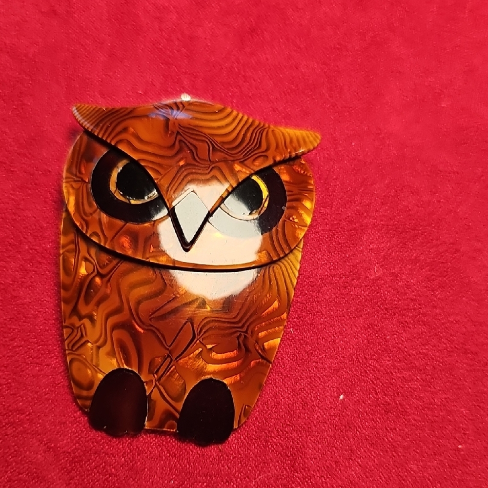 Signed Lea Stein Owl Pin